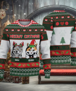 Personalized Cat Meowy Catmas Ugly Christmas Sweater
