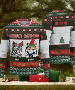 Personalized Cat Meowy Catmas Ugly Christmas Sweater