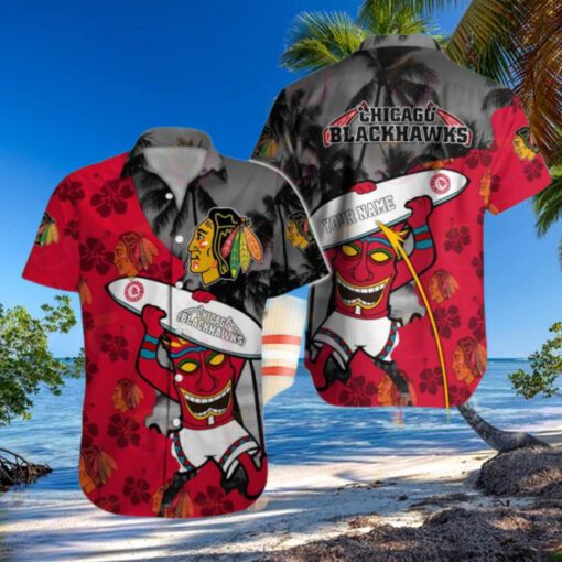 Personalized Chicago Blackhawks Surfing Spirit Hawaiian Shirt