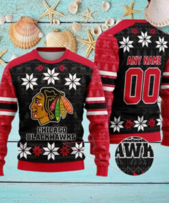 Personalized Chicago Blackhawks Ugly Sweater For Christmas