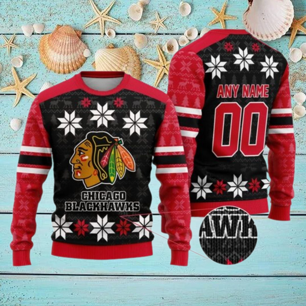 Personalized Chicago Blackhawks Ugly Sweater For Christmas Personalized Chicago Blackhawks Ugly Sweater For Christmas