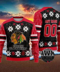 Personalized Chicago Blackhawks Ugly Sweater For Christmas