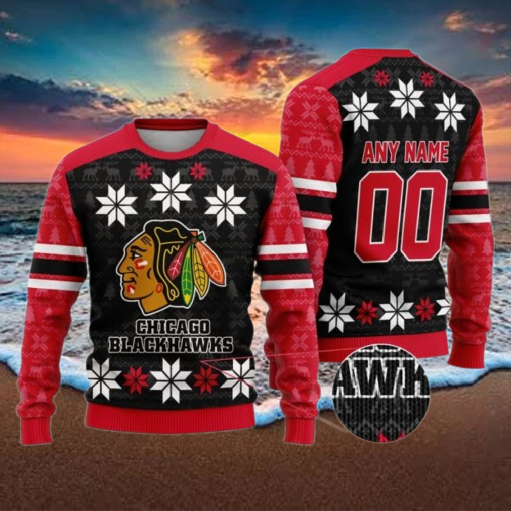 Personalized Chicago Blackhawks Ugly Sweater For Christmas Personalized Chicago Blackhawks Ugly Sweater For Christmas