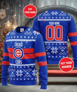 Personalized Chicago Cubs Custom Name And Number Ugly Christmas Sweater 3D Gift For Men And Women