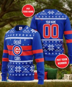 Personalized Chicago Cubs Custom Name And Number Ugly Christmas Sweater 3D Gift For Men And Women