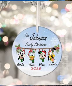 Personalized Christmas Disney Ceramic Ornament, Mickey and Friends Ornament,