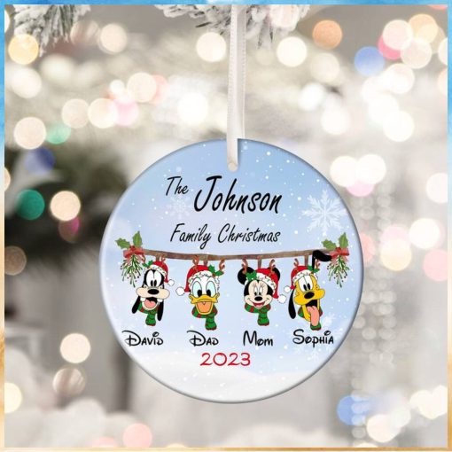 Personalized Christmas Disney Ceramic Ornament, Mickey and Friends Ornament,