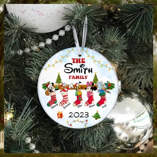 Personalized Christmas Disney Ornament, Mickey and Friends Ceramic Ornament