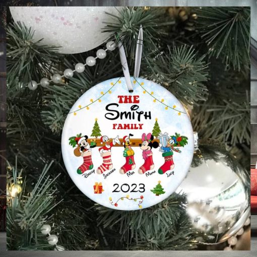 Personalized Christmas Disney Ornament, Mickey and Friends Ceramic Ornament