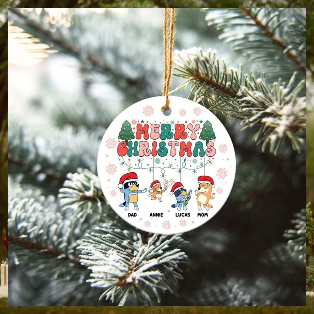 Personalized Christmas Family Bluey Ceramic Ornament Personalized Christmas Family Bluey Ceramic Ornament