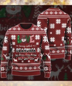 Personalized Christmas Love being called Grandma Wool Ugly Sweater Gif1