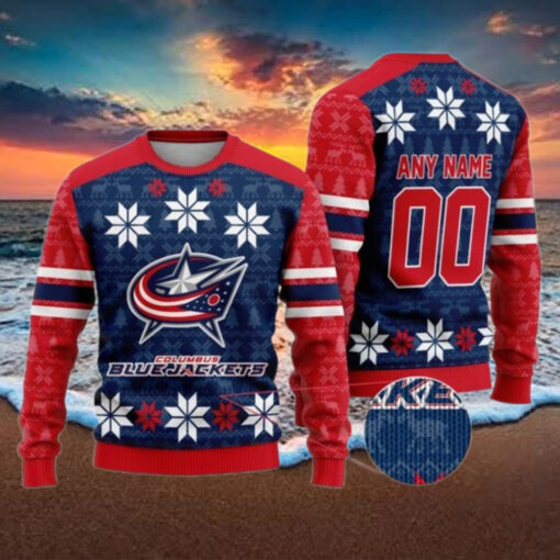 Personalized Columbus Blue Jackets Ugly Sweater For Christmas