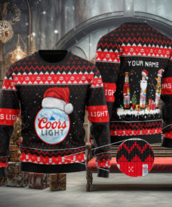 Personalized Coors Light Santa Reindeer Snowflake Ugly Sweater