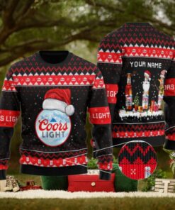 Personalized Coors Light Santa Reindeer Snowflake Ugly Sweater