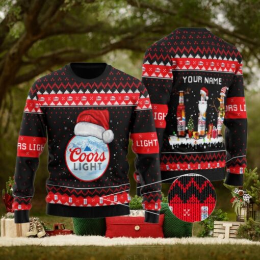 Personalized Coors Light Santa Reindeer Snowflake Ugly Sweater