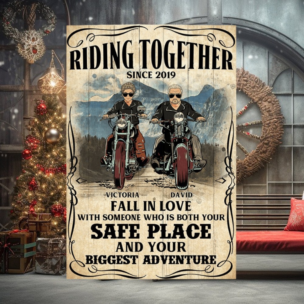 Personalized Couple Biker Poster Riding Together And Fall In Love Marriage Chapter Personalized Couple Biker Poster Riding Together And Fall In Love Marriage Chapter