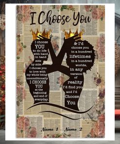 Personalized Couple I Choose You Canvas, Black Couple King Queen Poster, African Couple Poster, Husband Wife Vertical Poster