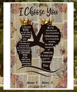 Personalized Couple I Choose You Canvas, Black Couple King Queen Poster, African Couple Poster, Husband Wife Vertical Poster