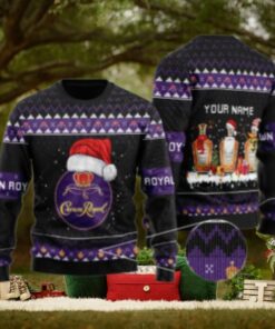 Personalized Crown Royal Santa Reindeer Snowflake Ugly Sweater
