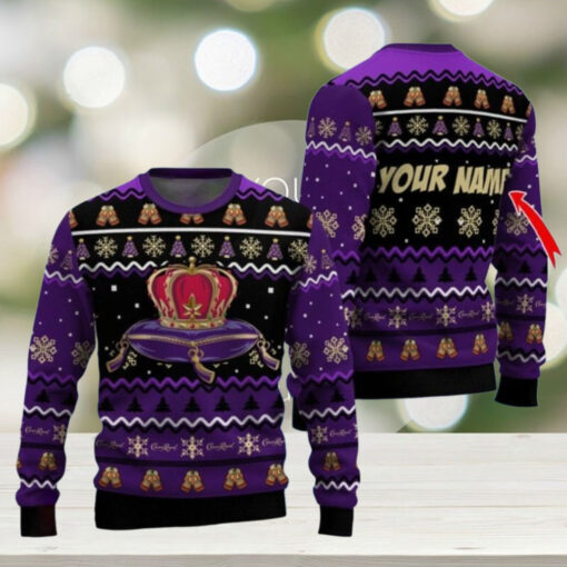 Personalized Crown Royal Ugly Xmas Sweater, Drinking Whiskey Christmas Sweater Woman
