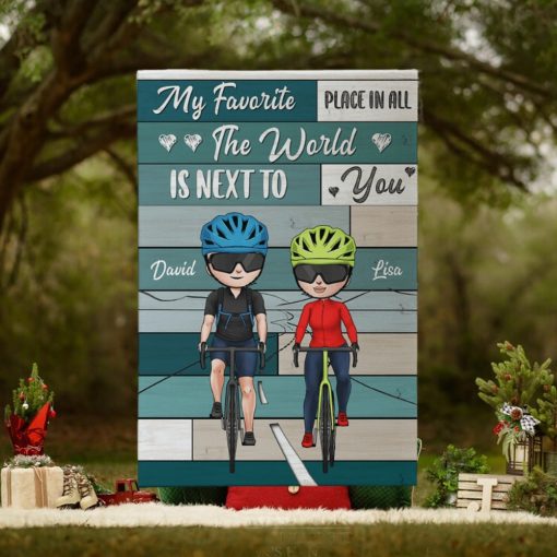 Personalized Cycling Couple Poster   My Favorite Place In The World Is Next To You