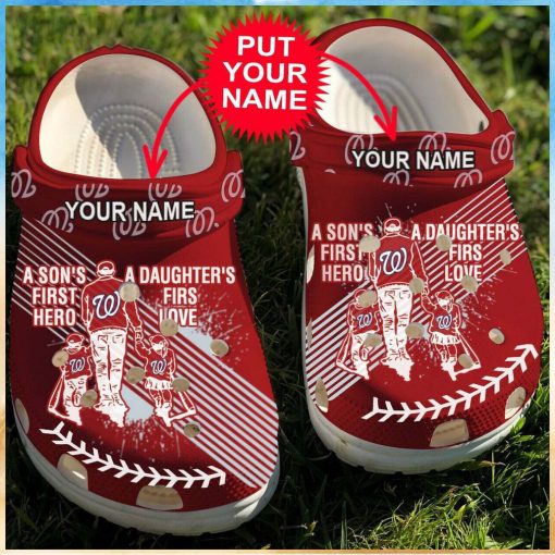 Personalized Dad And Son Daughter Mlb Washington Nationals Clogs