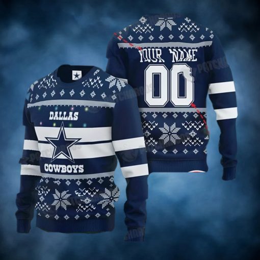 Personalized Dallas NFL Football Ugly Christmas Sweater Cowboys Gifts For Him