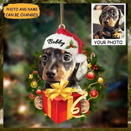 Personalized Dog Photo Dachshund Christmas Ornament Custom Dog Ornament With Picture