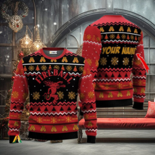 Personalized Fireball Holiday Cheer Ugly Sweater