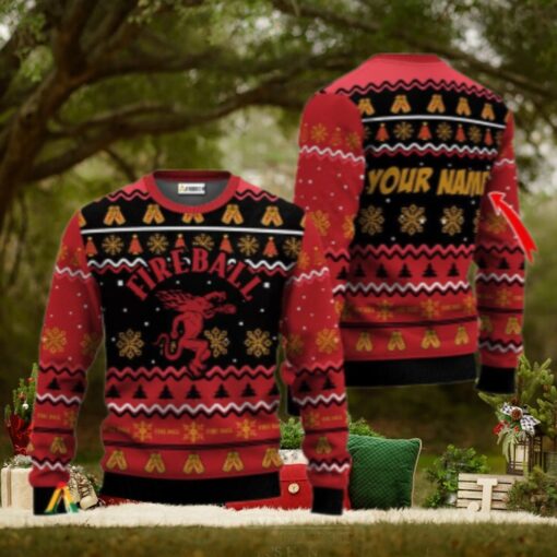 Personalized Fireball Holiday Cheer Ugly Sweater