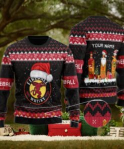 Personalized Fireball Santa Reindeer Snowflake Ugly Sweater