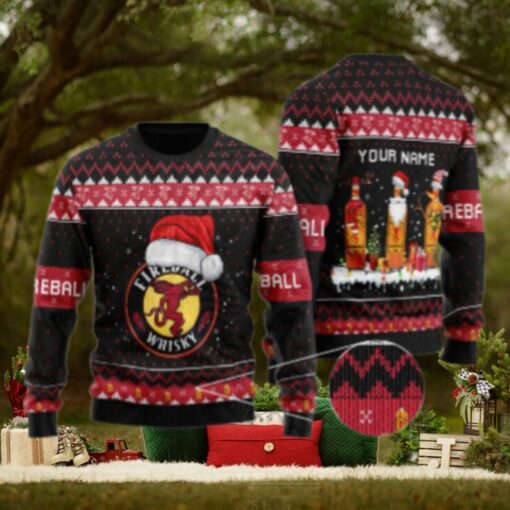 Personalized Fireball Santa Reindeer Snowflake Ugly Sweater