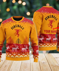 Personalized Fireball Whiskey Sweater, Alcohol Christmas Sweater, Drinking Holiday Sweater, Whiskey Lover Ugly Sweater