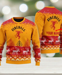 Personalized Fireball Whiskey Sweater, Alcohol Christmas Sweater, Drinking Holiday Sweater, Whiskey Lover Ugly Sweater
