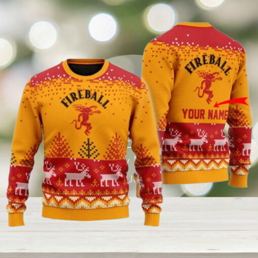 Personalized Fireball Whiskey Sweater, Alcohol Christmas Sweater, Drinking Holiday Sweater, Whiskey Lover Ugly Sweater