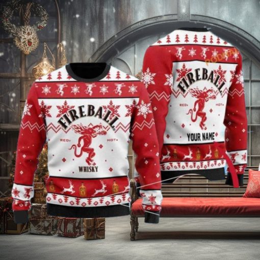 Personalized Fireball Whisky Funny Xmas Sweater