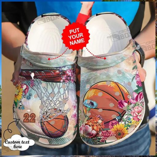 Personalized Flower Basketball Women Girl Crocs Clogs
