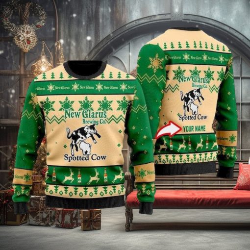 Personalized Funny Spotted Cow Beer Ugly Christmas Sweater, Ugly Sweater Apparel