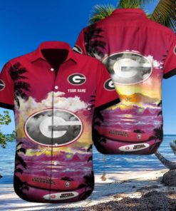 Personalized Georgia Bulldogs Logo Red Coconut Tree Design Hawaiian Shirt
