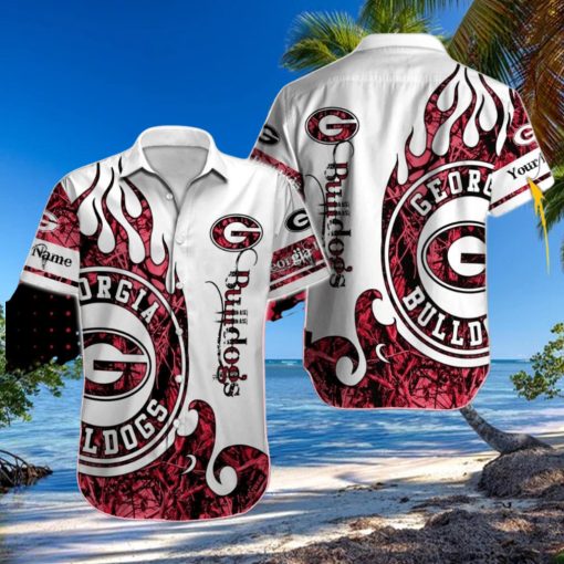 Personalized Georgia Bulldogs Logo White Red Mix Design Hawaiian Shirt