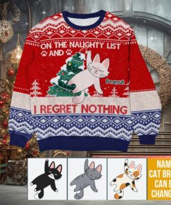 Personalized Gift For Cat Lovers On The Naughty List Ugly Sweater