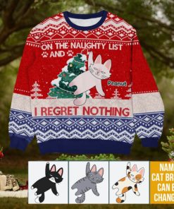 Personalized Gift For Cat Lovers On The Naughty List Ugly Sweater