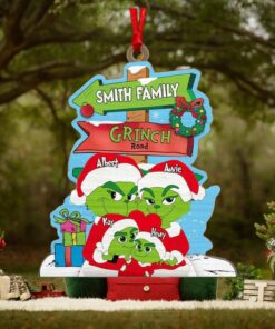 Personalized Gifts For Family, Green Monsters Family Wood Ornament Christmas 04XQLU291024