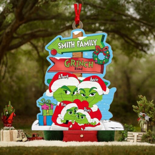Personalized Gifts For Family, Green Monsters Family Wood Ornament Christmas 04XQLU291024
