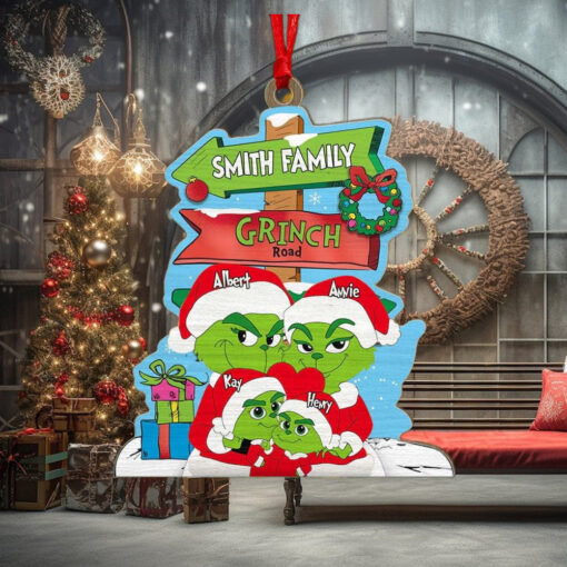 Personalized Gifts For Family, Green Monsters Family Wood Ornament Christmas 04XQLU291024