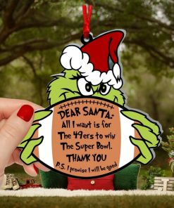 Personalized Grinch And San Francisco 49ers Ornament
