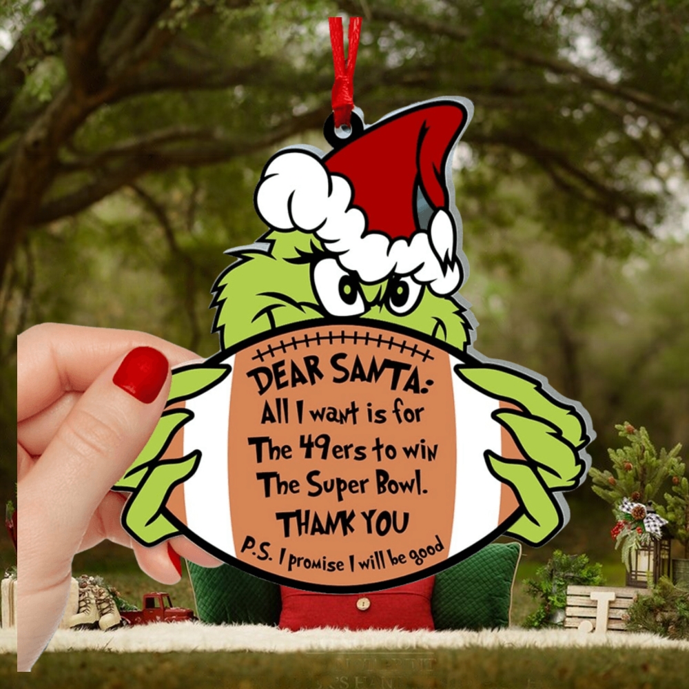 Personalized Grinch And San Francisco 49ers Ornament Personalized Grinch And San Francisco 49ers Ornament