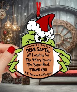 Personalized Grinch And San Francisco 49ers Ornament