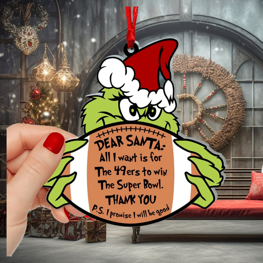 Personalized Grinch And San Francisco 49ers Ornament Personalized Grinch And San Francisco 49ers Ornament