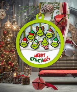 Personalized Grinch Hand Family Wood Ornament, Merry Grinchmas Ornament, Custom Grinch Ornament, Custom Family Ornament, Funny Ornament